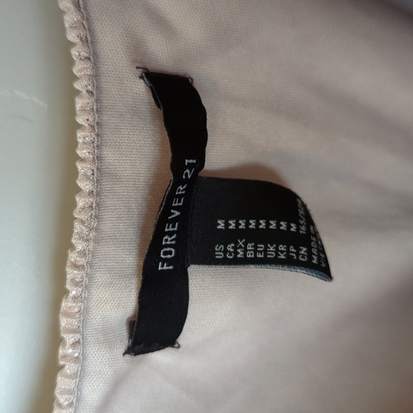 Forever 21 Beige and Metallic Silver Spaghetti Strap Party Dance Mini Dress M - Picture 5 of 6